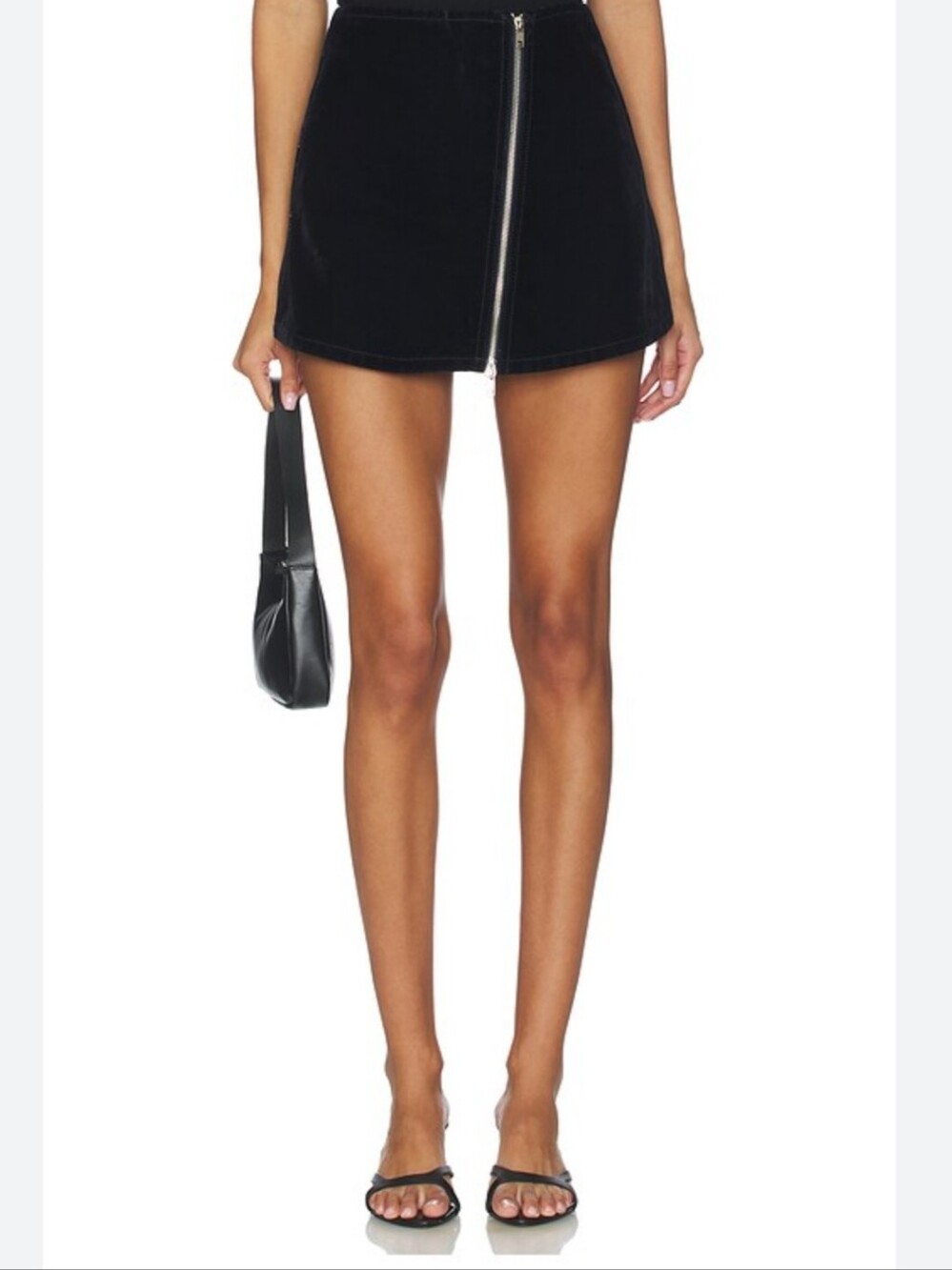 ZARA Black Mini Skirt with Silver Zip